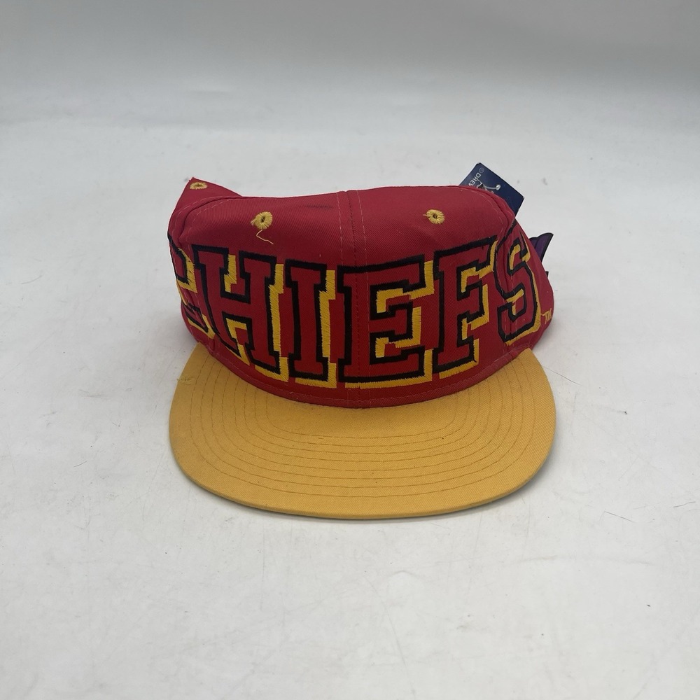 Vintage Kansas City Chiefs Snapback Hat Big Text Blockhead One Size OSFA